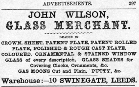 advert foor John Wilson glass merchant,Swinegate