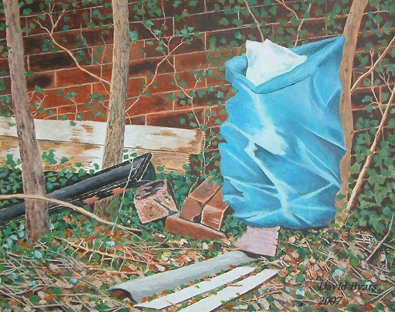 painting of discarded street detritus